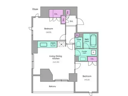 レジディア文京本郷IV(2LDK/11階)の間取り写真