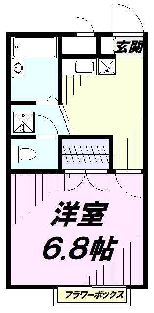 プレジール神明ヒルズ(1K/1階)の間取り写真