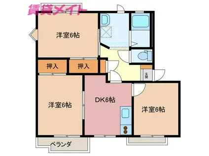 ジュノン藤ヶ丘A(3DK/2階)の間取り写真