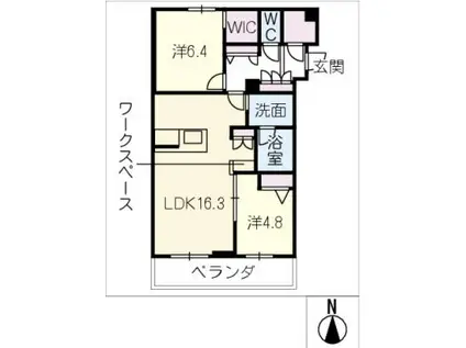 リオリエントスティール(2LDK/2階)の間取り写真
