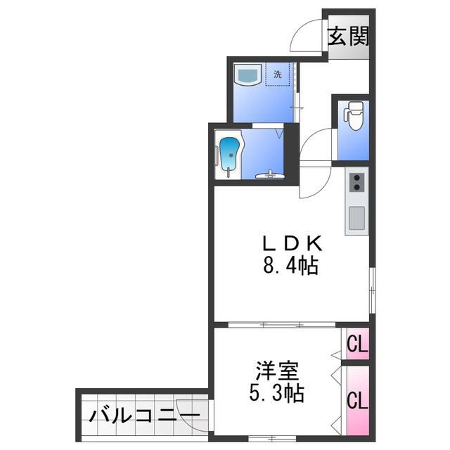 フジパレス岸和田下松(1LDK/1階)の間取り写真