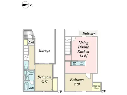 エンテリメッサ(2LDK/1階)の間取り写真