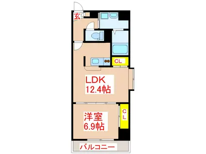 プルメリアハウス(1LDK/7階)の間取り写真