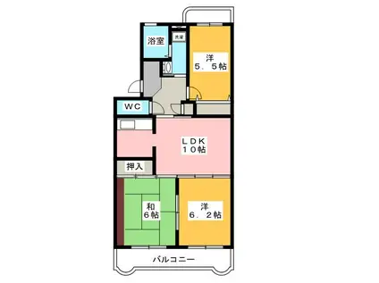 グリーンヒル富士見ヶ丘(3LDK/2階)の間取り写真