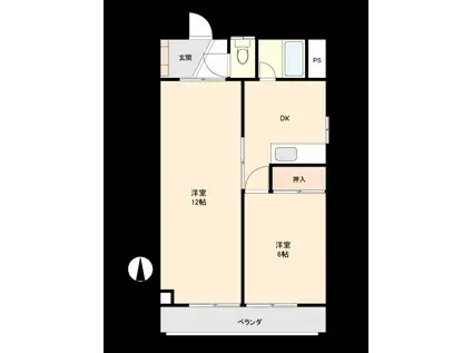 丸二マンション1(2DK/3階)の間取り写真