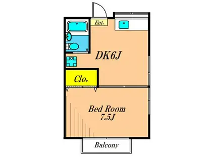 陽風荘(1DK/2階)の間取り写真