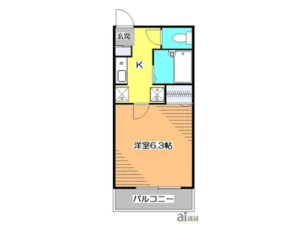 フラッツ小平(1K/1階)の間取り写真