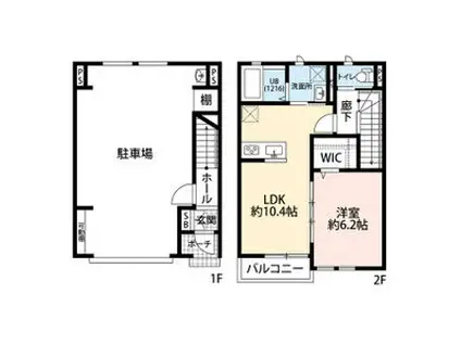 エスパース柏原(1LDK/1階)の間取り写真