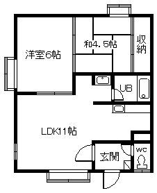 グランデージ(2LDK/1階)の間取り写真