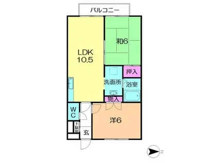 グリーンシャトレII(2LDK/2階)の間取り写真