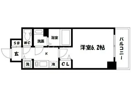 プレサンス北浜パレス(1K/8階)の間取り写真