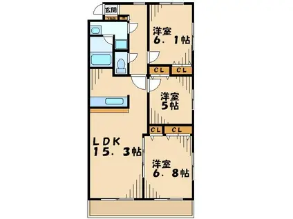 プライム藤が丘(3LDK/1階)の間取り写真