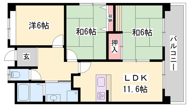 サニーリバー(3LDK/1階)の間取り写真