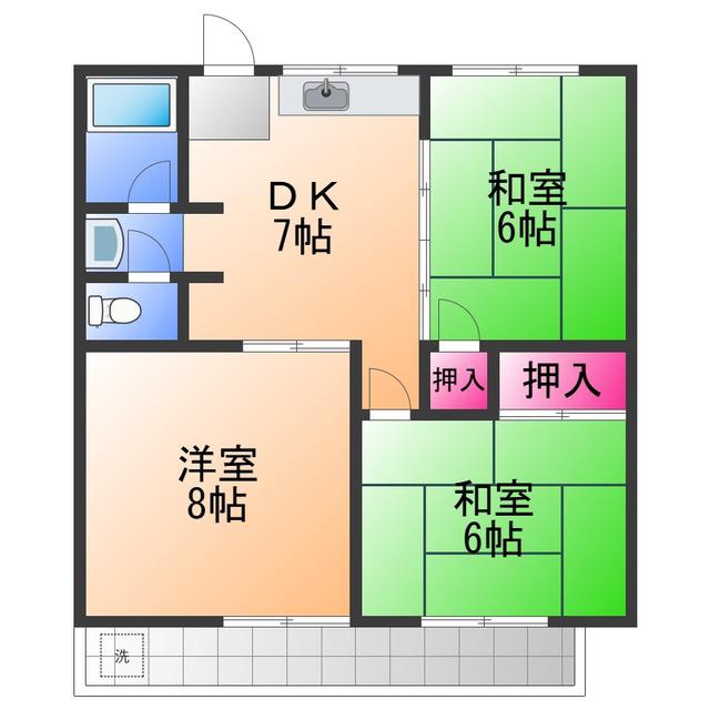 ハイツ川崎(3DK/2階)の間取り写真