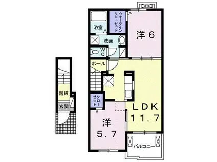 ベルファミーユII(2LDK/2階)の間取り写真