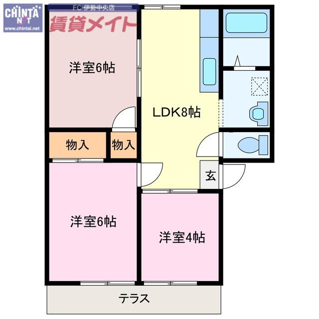 エクセレント堀(3LDK/1階)の間取り写真