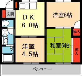 マナスハイツ(3DK/2階)の間取り写真