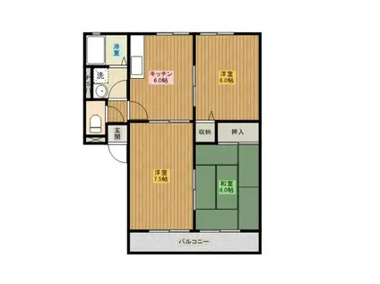 レトア花の森(3DK/2階)の間取り写真