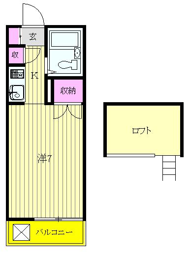 青和ハイムパートI(1K/2階)の間取り写真
