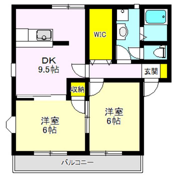 サンレジデンス植木VI(2DK/1階)の間取り写真