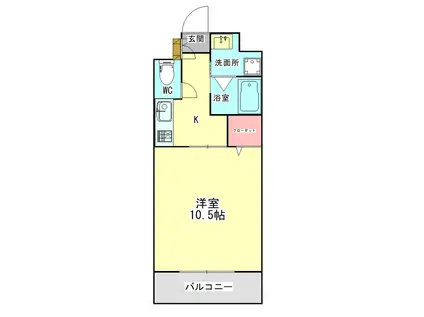 リシャール原水(1K/4階)の間取り写真