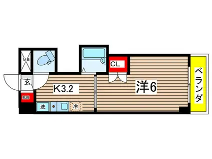 稲田第一ビル(1K/3階)の間取り写真