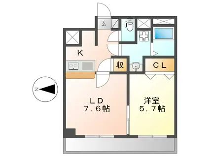 エスポアール千種(1LDK/4階)の間取り写真