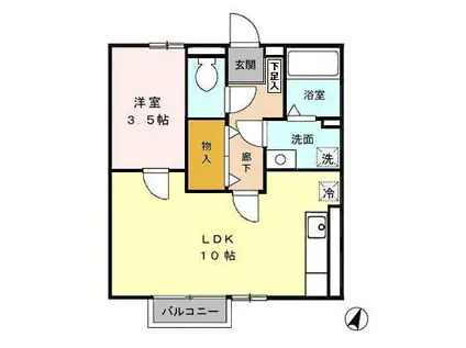 エヴァーグリーンコートA(1LDK/2階)の間取り写真