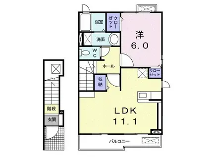 ソレイユ苗代(1LDK/2階)の間取り写真