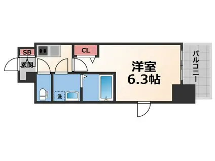 フォーリアライズ大阪ミッテ(1K/3階)の間取り写真