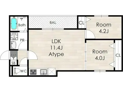 LECLERC IZUMISANOII(2LDK/3階)の間取り写真
