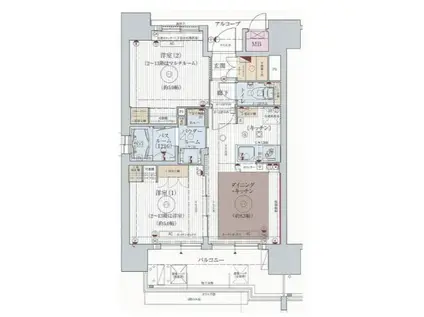 エステムプラザ福岡・県庁前ネオシス(2DK/14階)の間取り写真