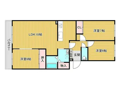 ロジェ学園通(3LDK/2階)の間取り写真