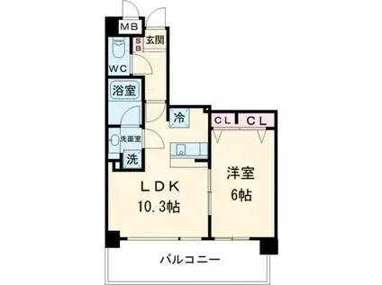 アプリーレ神戸元町(1LDK/15階)の間取り写真