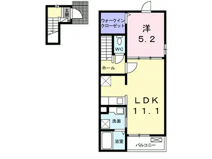 豊橋鉄道渥美線 小池駅 徒歩24分 2階建 築5年(1LDK/2階)の間取り写真