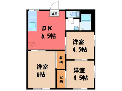 エルメゾン月見 B(3DK/1階)の間取り写真