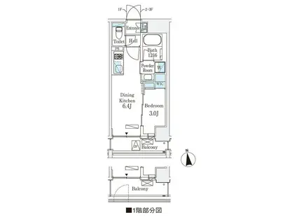 イプセ碑文谷(1DK/1階)の間取り写真