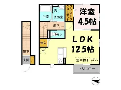 プリムローズ(1LDK/2階)の間取り写真