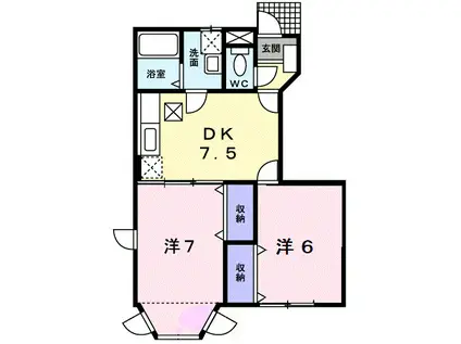 サンパティーク(2DK/1階)の間取り写真