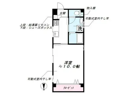 八ッ代ビル(1K/2階)の間取り写真