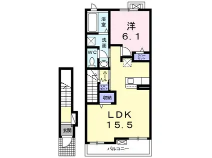 サン・ルーチェ(1LDK/2階)の間取り写真