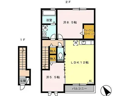 ラ・ヴィスタ B(2LDK/2階)の間取り写真