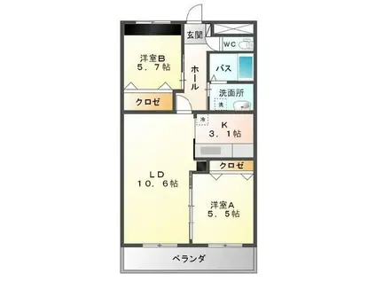 クラセド・ソフィア(2LDK/2階)の間取り写真