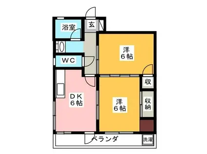 ヒビノコーポラス(2DK/4階)の間取り写真