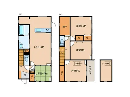 JR山陽本線 大竹駅 徒歩15分 2階建 築8年(4SLDK/1階)の間取り写真