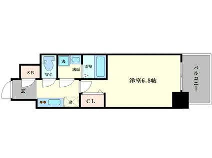 レジュールアッシュTAISHO LEGANT(1K/15階)の間取り写真