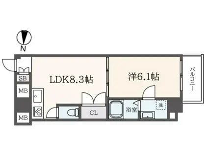 グレイスコンチェルト(1LDK/4階)の間取り写真