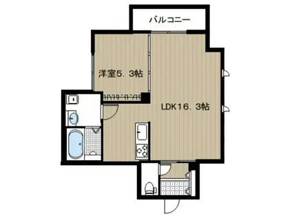 クロス六本松サウス(1LDK/2階)の間取り写真