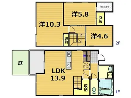 GOMON MOMOYAMA(2SLDK/1階)の間取り写真