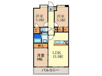 リファレンス寺塚(3LDK/3階)の間取り写真